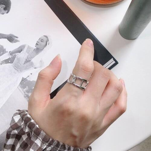 Minimalist 925 Sterling Silver Personality Complex Link Chain Ring Plata De Ley 925 Luxury Brand Ring Daily Wear Party Jewelry
