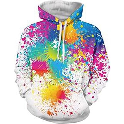 3D Hoodies Men Splatter Colorful Paint Stains 3D Print 2021 New Sweatshirt Streetwear Pullovers Tops Plus Size Men clothing Tees