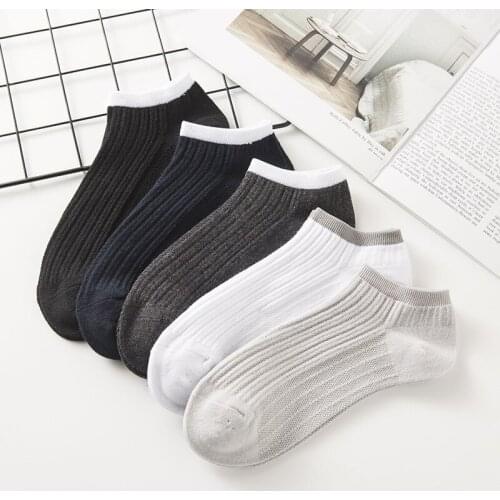 1PC Mens And Womens Cotton Light Mouth Socks Stripe Solid Color Breathable Sweat Absorbing Boat Sports