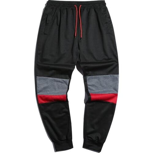2021 Mens Casual Pants Sweatpants Knee Patchwork Mens Joggers Pants Fitness Men Sportswear Tracksuit Trousers Gyms Track Pants