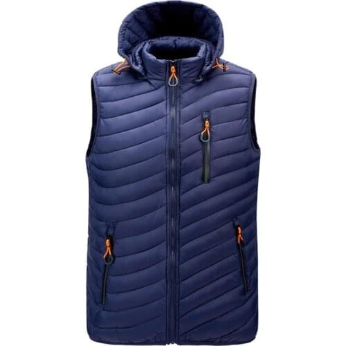 Gilet Vests With Pockets Removable Hat For Men Winter Puffer Casual Male Sleeveless Hoodie Military Bodywarmer Heren Homme