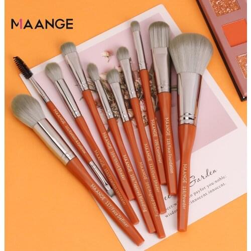 MAANGE 10Pcs Pro Makeup Brushes Set Professional Beauty Make up brush Natural hair Foundation Powder Eyeshadow Blushes