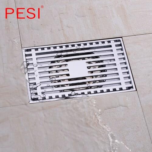 Bathroom Floor Drains Chrome Brass Deodorant Square Floor Drain 140*89mm Cover Shower Waste Drainer Bath Accessories Strainer