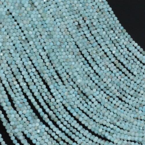 Natural Larimar Faceted Round Beads 2.3mm , Simple - Mid Quality