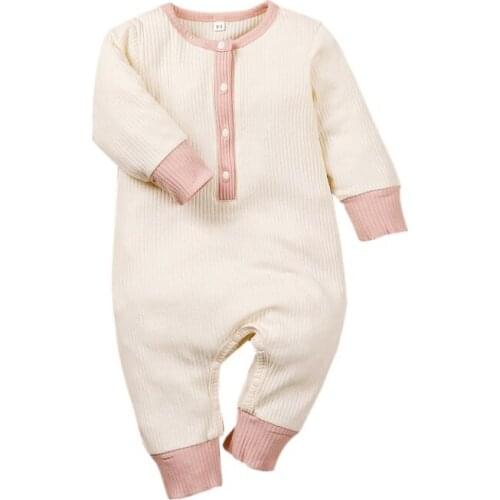 2021 Autumn Infant Baby Bodysuit Girls Boys Long Sleeve Solid Print Rompers Jumpsuit Kids Outfits New