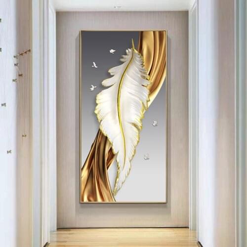 Feather Light Luxury Porch Decorative Painting Large Abstract Living Room Floor Print Modern Staircase Corridor Mural