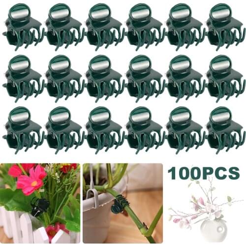 100PCS Plastic Plant Support Clips Orchid Stem Clip for Vine Support Vegetables Flower Tied Bundle Branch Clamping Garden Tool