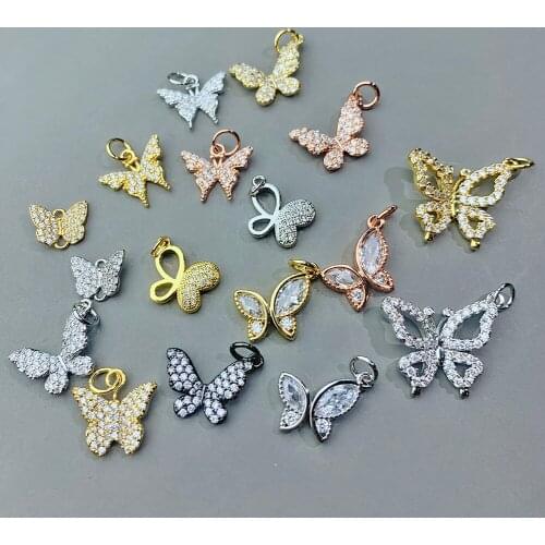 Butterfly Pendant Charms Designer Charms for Jewelry Making Supplies Cubic Zircon Cute Charm Diy Pendant for Earrings Necklace