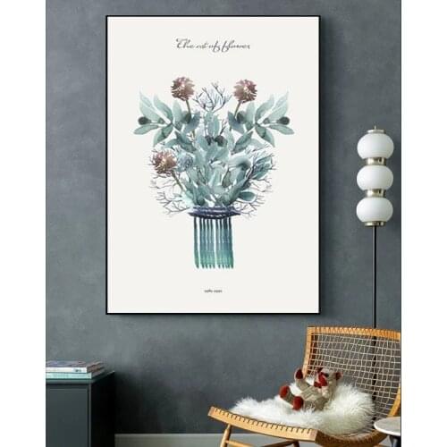 Scandinavian Watercolor Plant Leaf Feather Poster Wall Art Canvas Painting Picture Nordic Minimalism Living Room Home Decoration