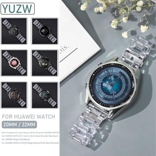 New Transparent resin Classic Wrist Strap for HUAWEI WATCH GT2e/GT 46mm 42mm Band Bracelet Watchband for HONOR Magic2 WristBand