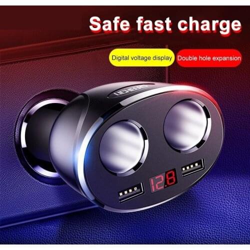 Car Cigarette Lighter Socket Splitter Charger Adapter Dual USB Ports Fast Charging 5V 3.6A Rotatable Digital Voltage