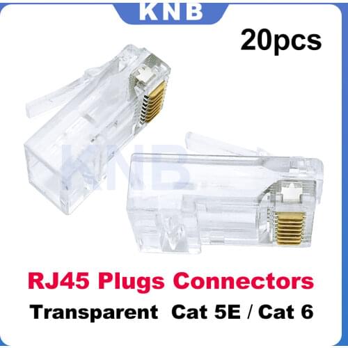 100Pcs RJ45 Cat 5E Cat 6 Network Modular Plug 8P8C CAT5E CAT6 Ethernet Cable Connector Gold Plated Pass Through