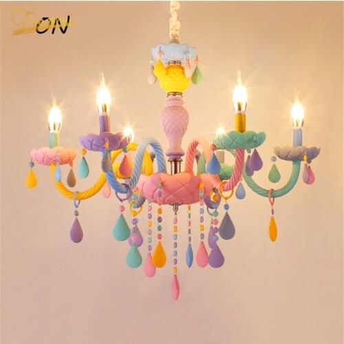 Nordic Color Fantasy Princess Room Pendant Lamp Modern LED Chandelier Lighting for Childrens Room Bedroom Interior Chandeliers