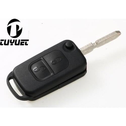 2 Buttons Flip Folding Remote Key Shell Case For Benz 4 Track HU39 Blade