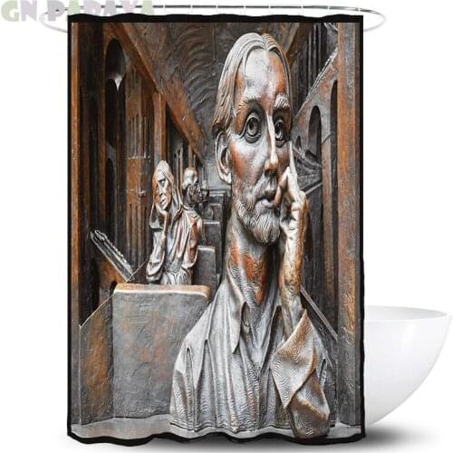 Sculpture hippie 3d Bath Curtains Waterproof Polyester art Farmhouse decor Shower Curtains Screen with Hooks personality