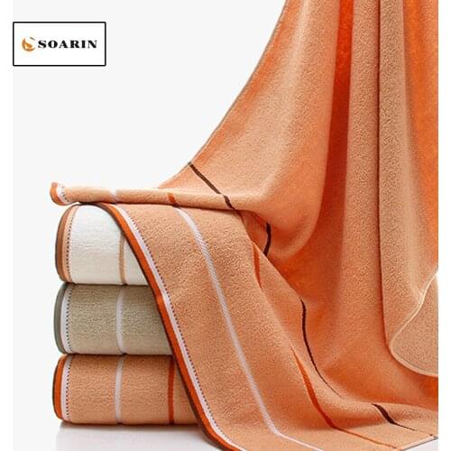 SOARIN Solid Stripe Cotton Bath Towel Home Soft Absorvente Toalhas De Banho Serviettes De Plage Pour Adultes Beach Pool Badlaken