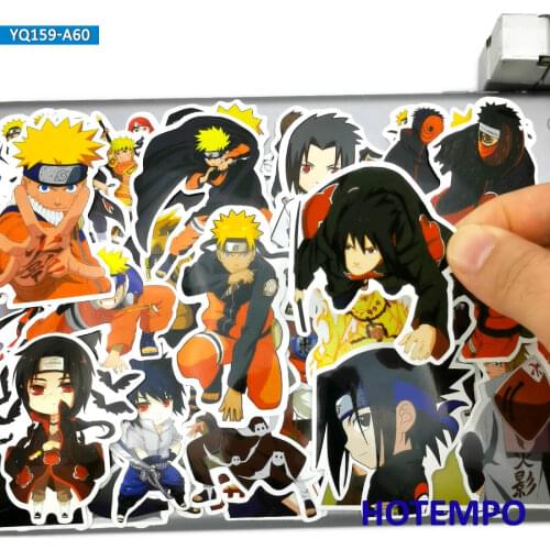 60pcs Naruto Uzumaki Sasuke Anime Stickers Toys for Kids Mobile Phone Laptop Luggage Case Skateboard Cartoon Style Decal Sticker