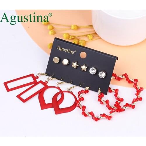 Agustina 2021 metal Set earrings women fashion jewelry Round shape long hoops earring bohemian gold Dangle earings wholesale