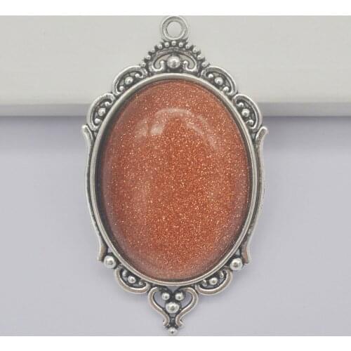 Gold Sandstone Stone GEM Bead Pendant Jewelry For Woman Gift S093