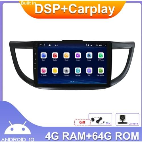 10inch DSP Central multimidia android 10.0 Car Radio tape recorder For Honda CRV 2012 GPS Carplay Wifi Steering Wheel Control