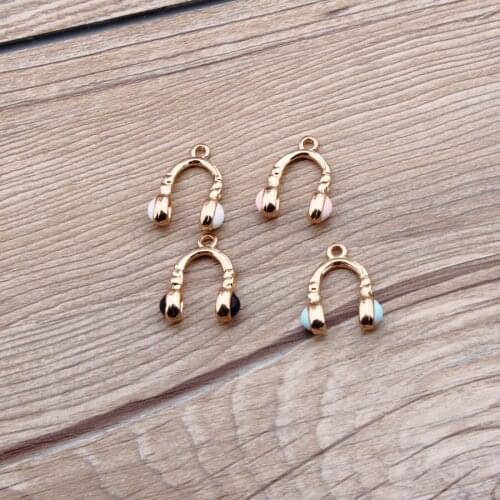 10PCS Fashion Alloy Enamel Hip Hop Music Headphone Charms Necklaces For Rapper Charms DIY for Jewelry Making Accessories