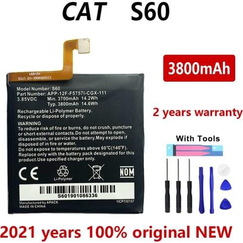 100% Original 3800mAh Phone battery For Caterpillar Cat S60 APP-12F-F57571-CGX-111 Batteries Bateria With Gift Tools