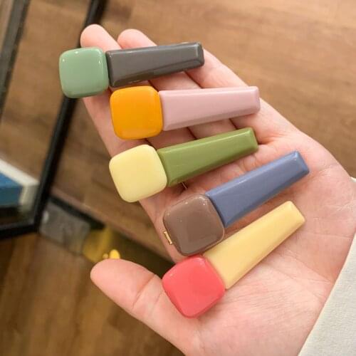 120pcs/lot DIY Simple Multi Geometric Resin Contrast Color Hair Clips Bang Hairpins Hair Styling Tools Hair Accessories HA1250
