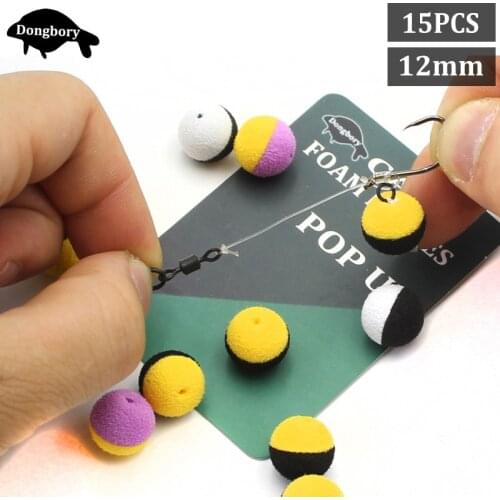 15PCS Carp Fishing Boilies Artificial Lure EVA Foam Pop Up Boilies Carp Fishing Bait Floating Ball Hair Rig Bait Fishing Feeders