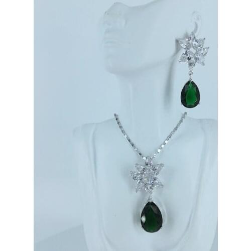 2021 new fashion popular red blue purple GREEN necklace earrings party jewelry wedding bride dressing banquet formal jewelry