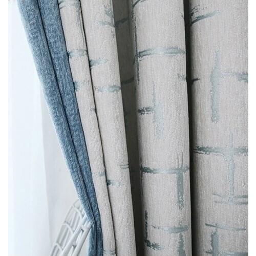 2021 Nordic Style Simple Chenille Curtain Light Luxury High-end Stitching Nordic Style Floating Curtain for Living Room Bedroom