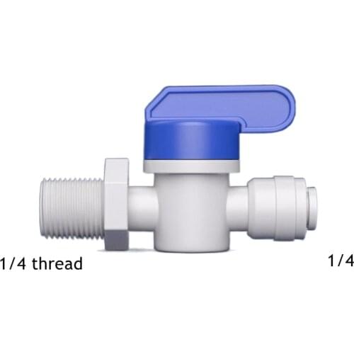 1/4" Male - 1/4" OD Tube PE Pipe Fitting Backwash Controlled Ball Valve Aquarium RO Water Filter Reverse Osmosis System