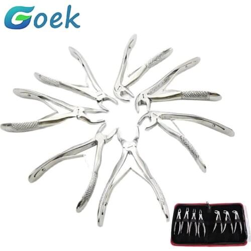 7/10pcs Dental Tooth Extracting Forceps For Adults Children Dentistry Tool Kit Teeth Supplies Surgical Traction Instrument