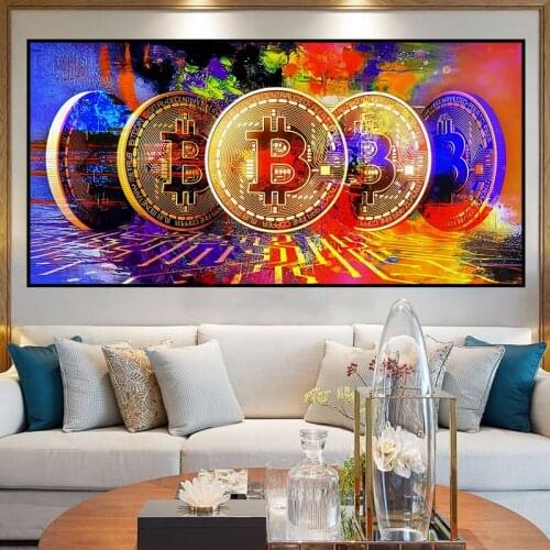 Abstract Painting Print BITCOIN Pictures Canvas Painting Oil Painting Poster Modern Wall Art Pictures in Livingroom Home Decor