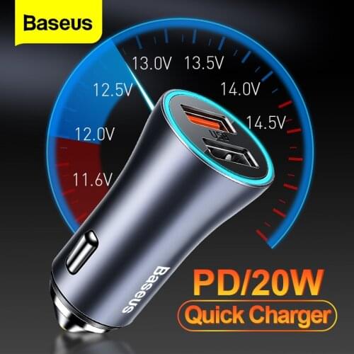 Baseus 40W Car Charger USB to Type C For Apple Iphone PD 20W Fast Charging Auto Charging USB Car Charger Accessories for Huawei