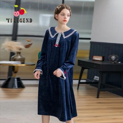 Flannel Princess Sleeping Skirt Female Autumn and Winter 2009 Lovely Court Retro Dress Ladys Long Sleeve Dress