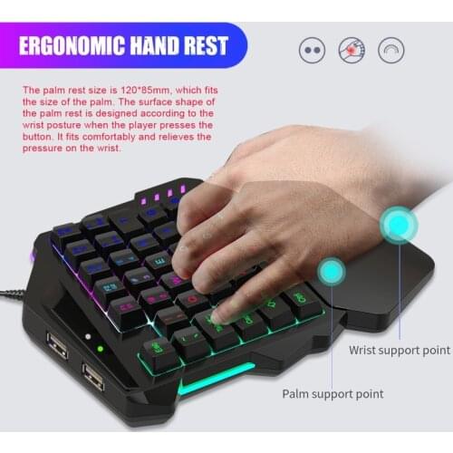 V500 35 Keys RGB Left Hand Gaming Keyboard Analog Controller Input One-Handed L4MD