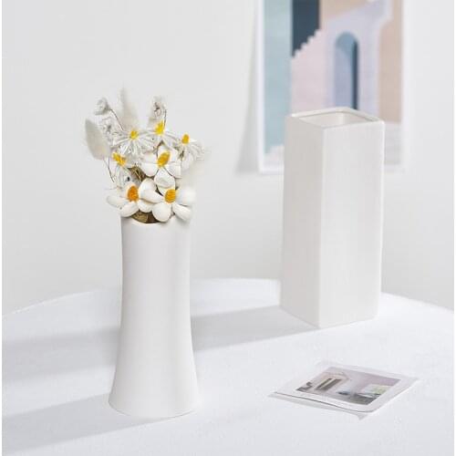 Nordic Modern Minimalist White Small Fresh Ceramic Desktop Vase Dried Flower Flower Arrangement Interior Decoration Ornaments