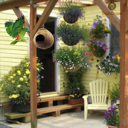 Cage With Hanging Lanyard For Small Pet Parakeets Finches Sparrows Accessories Natural Coconut Shell Bird Nesting House