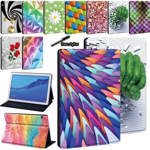 Printing Leather PU Stand Tablet Cover Case for Huawei MediaPad T3 8.0/T3 10 9.6"/T5 10 10.1"/M5 Lite 10.1"/M5 10.8"