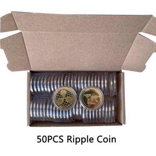 50pcs 40*3mm Creative Souvenir Ripple Coins XRP Gold Plated Collectible Gift Art Collection Physical Commemorative Replica Coin