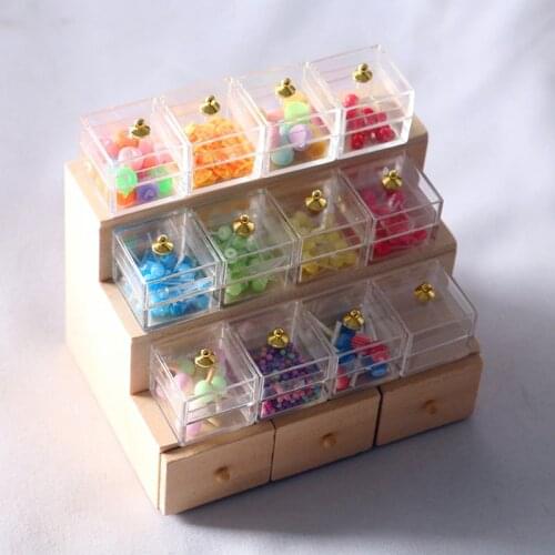 Dollhouse Solid Wood Candy And Vegetable Display Cabinet Miniature Scene Accessories