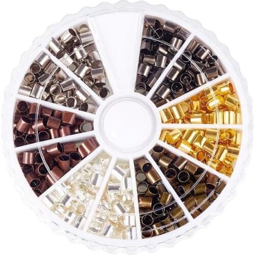 1 box 2/3mm 6 colors Brass Crimp Beads Tube Mixed Color For DIY Jewelry Accessories Finding Making Handicrafts Supplies