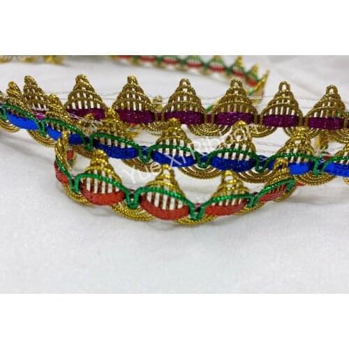 1.7CM Crocheted Pagoda Gold Lace Trimming Ribbon Tape DIY Wedding Cosplay Clothes Sewing Fabric Handmade Ornaments