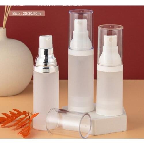 30ml frosted airless bottle silver pump clear lid serum/lotion/emulsion liquid foundation/recovery complex cosmetic packing