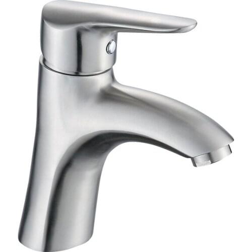 Basin Faucet 304 Stainless Steel Brushed Faucet Bathroom Mixer Tap Single Hole Hot and Cold Water Classic Basin Faucets