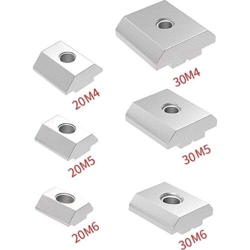MEGA 20pcs 3D Printer T Block Square Nuts Sliding Slot Hammer Nuts M4 M5 M6 Fastener Connector For 2020 3030 Aluminum Profiles