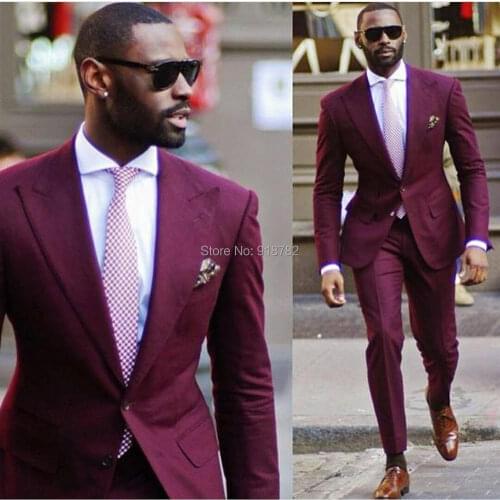 Mens Wedding Suits 2018 New Arrival Design Purple Men Suits Tuxedos Slim Fit Mens Prom Suits Prom Tuxedos