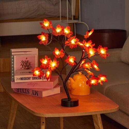 DIY Table Lamp Maple leaf LED Night Light USB Operated Christmas Tree for Desk Wedding Home Bedroom Ornament Decoration Gift