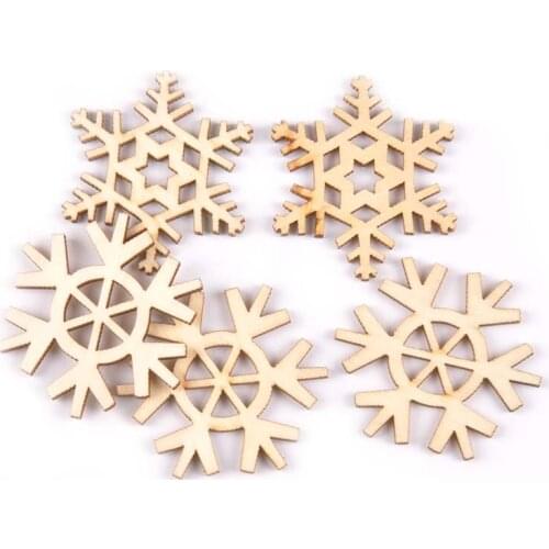 Unfinished Snowflake PatternWooden Crafts Natural 20Pcs Wood Slices Diy Handicraft Scrapbook Home Decor Embellishment 44mm M2182