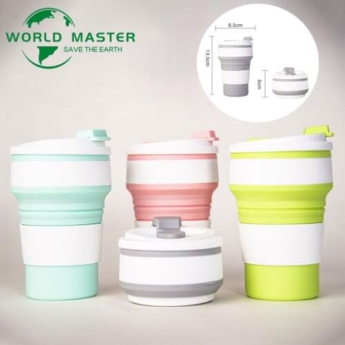 New 350ML Coffee Mugs Travel Collapsible Silicone Cup Folding Water Cups BPA FREE Food Grade Drinking Ware Mug Tea Coffee Cups